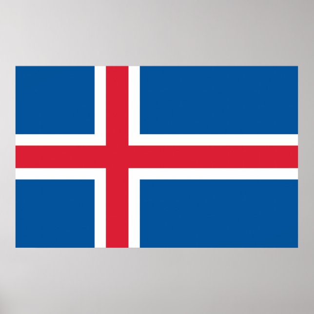 Kanvastryck med Flagga av Island Poster (Framsidan)