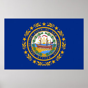 Kanvastryck med Flagga av New Hampshire, USA Poster
