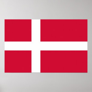 Kanvastryck med Flagga Danmark Poster