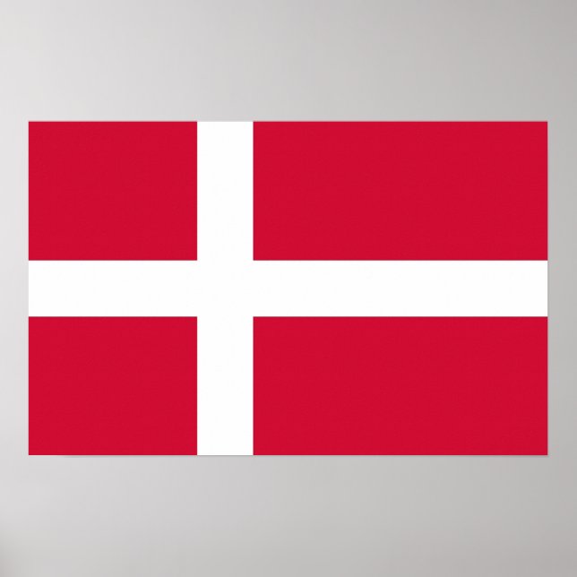 Kanvastryck med Flagga Danmark Poster (Framsidan)