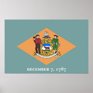 Kanvastryck med Flagga Delaware, USA Poster