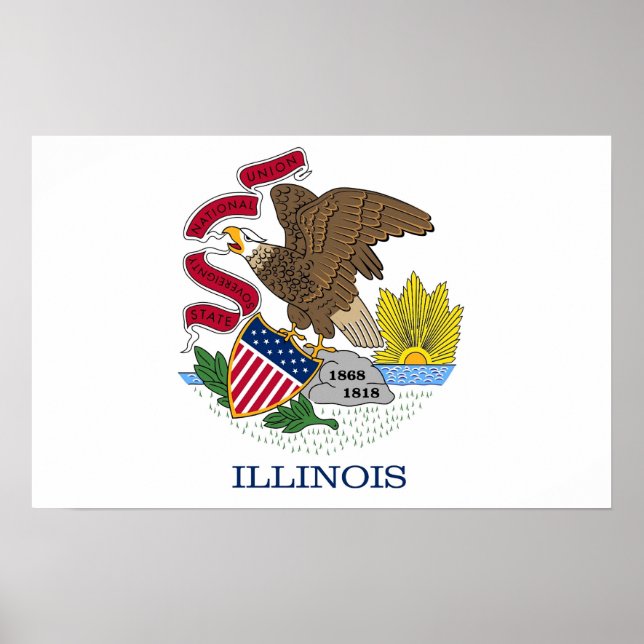 Kanvastryck med Flagga Illinois, USA Poster (Framsidan)