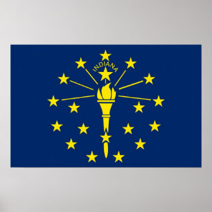 Kanvastryck med Flagga Indiana, USA Poster