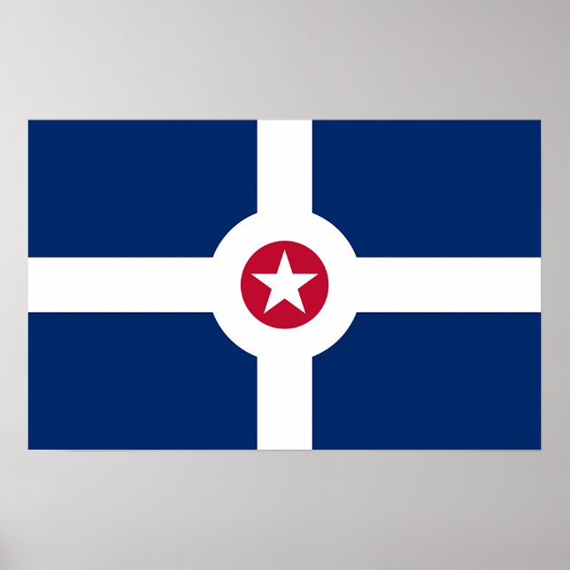 Kanvastryck med Flagga Indianapolis, USA Poster (Framsidan)