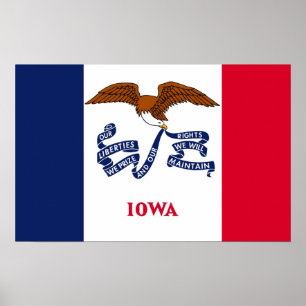 Kanvastryck med Flagga Iowa, USA Poster