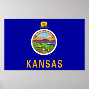 Kanvastryck med Flagga Kansas, USA Poster