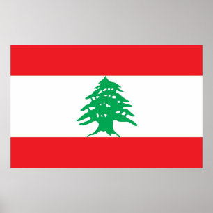 Kanvastryck med Flagga Libanon Poster