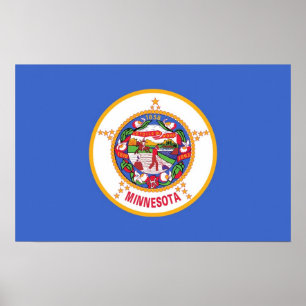 Kanvastryck med Flagga Minnesota, USA Poster