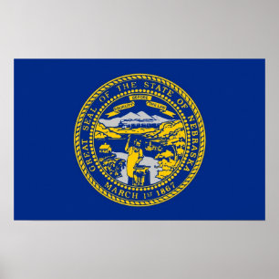 Kanvastryck med Flagga Nebraska, USA Poster