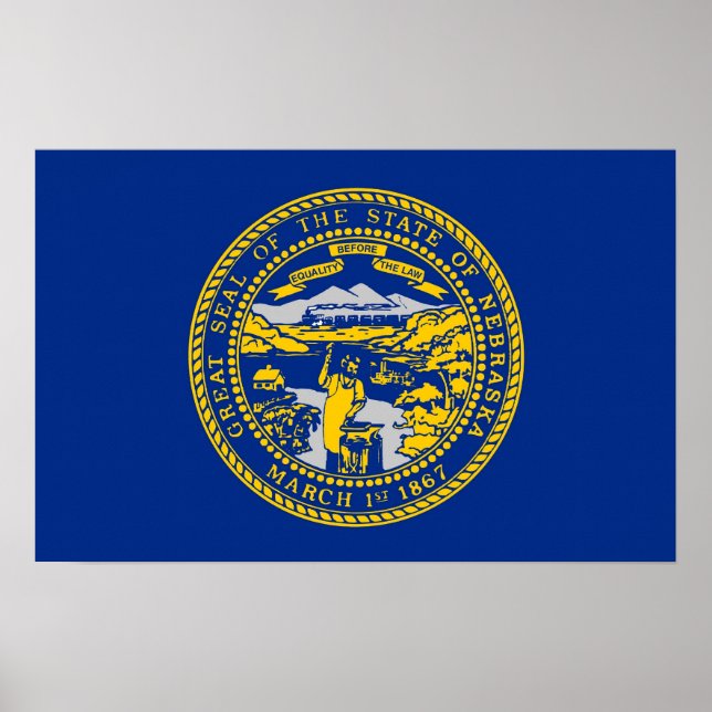 Kanvastryck med Flagga Nebraska, USA Poster (Framsidan)