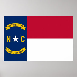 Kanvastryck med Flagga North Carolina, USA Poster