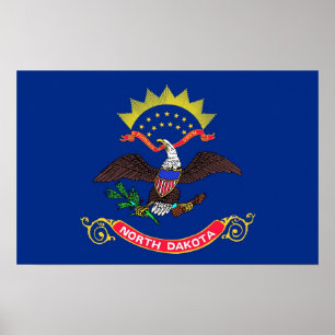 Kanvastryck med Flagga North Dakota, USA Poster