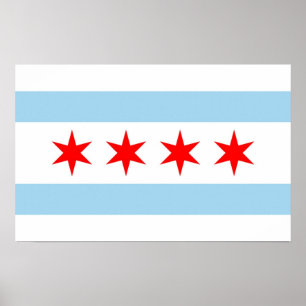 Kanvastryck med Flagga of Chicago, USA Poster