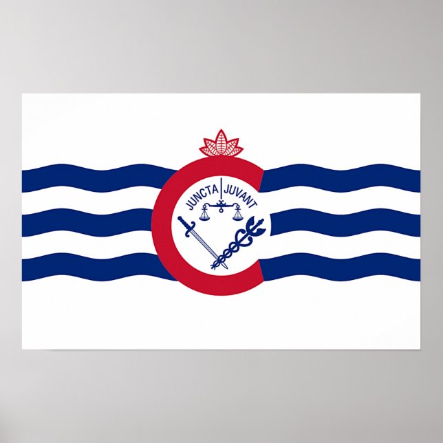 Kanvastryck med Flagga of Cincinnati, USA Poster (Framsidan)