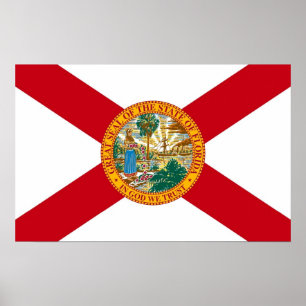 Kanvastryck med Flagga of Florida, USA Poster