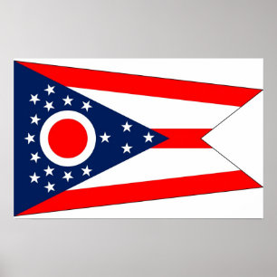 Kanvastryck med Flagga Ohio, USA Poster