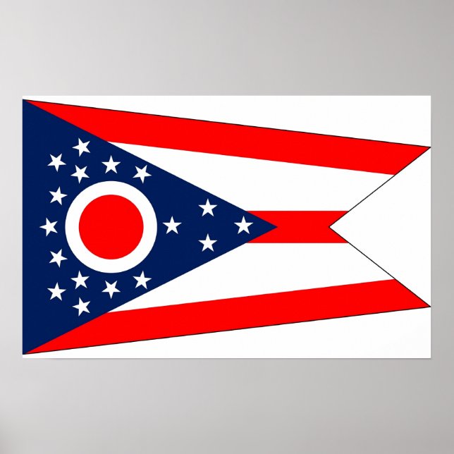 Kanvastryck med Flagga Ohio, USA Poster (Framsidan)
