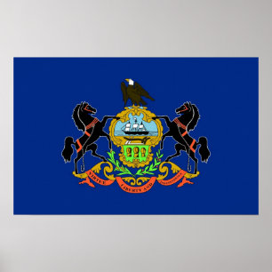 Kanvastryck med Flagga Pennsylvania, USA Poster