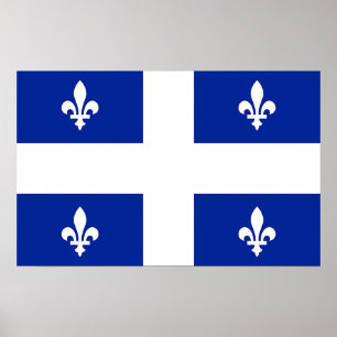Kanvastryck med Flagga Quebec, Kanada Poster
