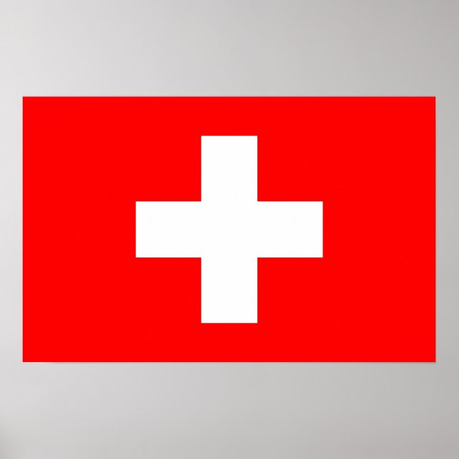 Kanvastryck med Flagga Schweiz Poster (Framsidan)