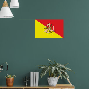 Kanvastryck med Flagga Sicilien, Italien Poster