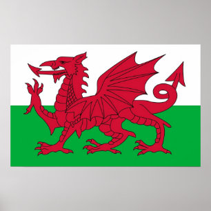 Kanvastryck med Flagga Wales Poster