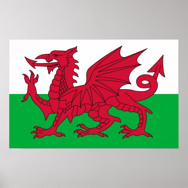 Kanvastryck med Flagga Wales Poster (Framsidan)