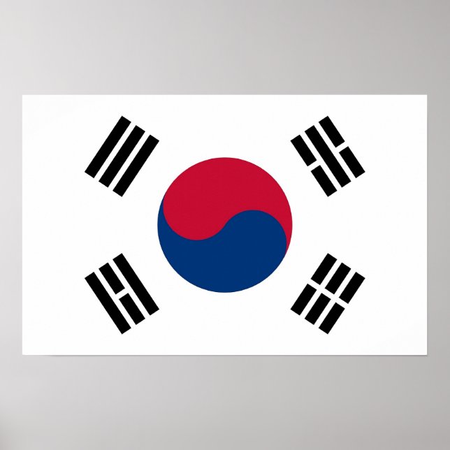 Kanvastryck med Sydkoreas Flagga Poster (Framsidan)