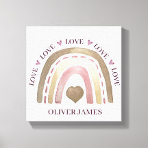 Kanvastryck - Rainbow Hearts Guld Plum