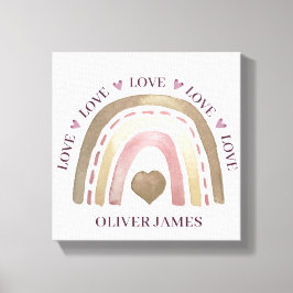 Kanvastryck - Rainbow Hearts Guld Plum