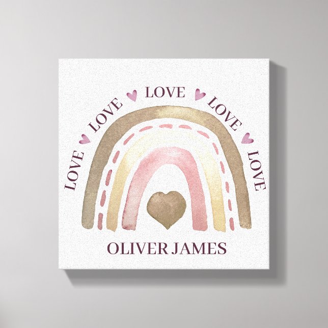 Kanvastryck - Rainbow Hearts Guld Plum (Framsida)