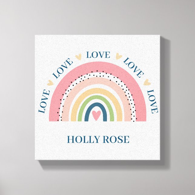 Kanvastryck - Regnbåge Hearts Blue 2 (Framsida)