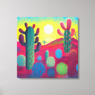 Kanvastryck, soluppgång på Cactus Plateau Canvastryck