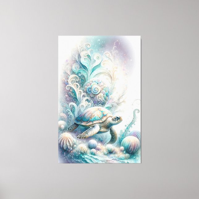Kanvastrycken grönt Sea Turtle Canvastryck (Framsida)