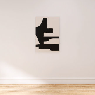 Kanvastrycket abstrakt Black och Beige Bold Shapes Canvastryck