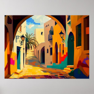 Kanvastrycket abstrakt Cityscape   Contemporary Poster