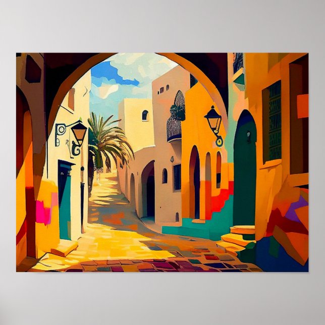 Kanvastrycket abstrakt Cityscape | Contemporary Poster (Framsidan)