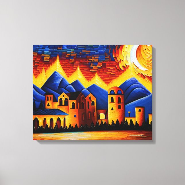 Kanvastrycket abstrakt Cubist Desert Canvastryck (Framsida)