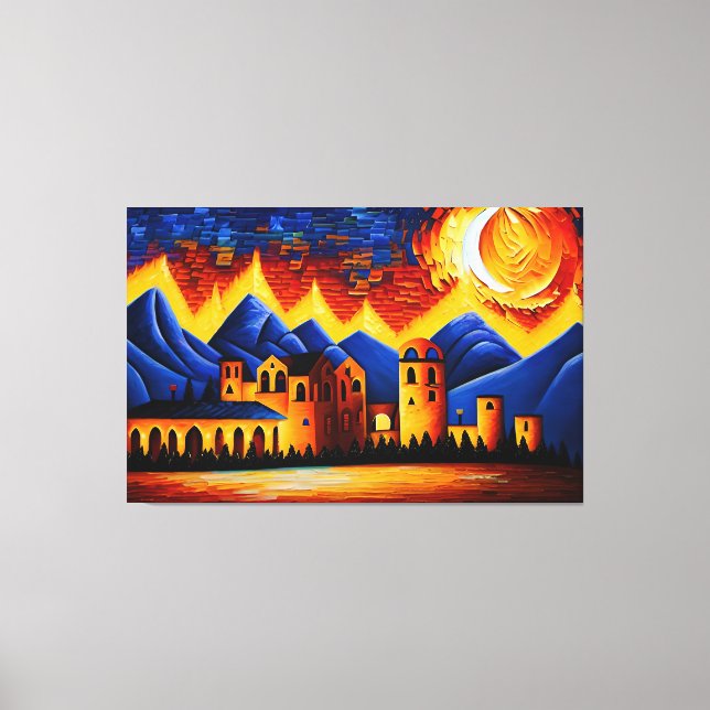 Kanvastrycket abstrakt Cubist Desert Canvastryck (Framsida)