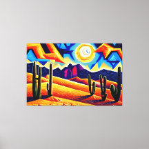 Kanvastrycket abstrakt Cubist Desert