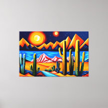 Kanvastrycket abstrakt Cubist Desert