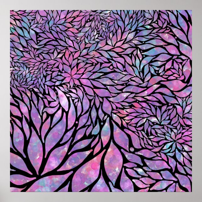 kanvastrycket abstrakt löv poster (Framsidan)