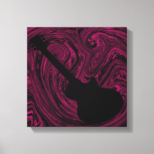 Kanvastrycket abstrakt Swirls Guitar, Magenta Canvastryck