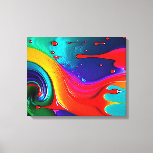Kanvastrycket abstrakt Vibrant Paint Drip Art Canvastryck (Framsida)