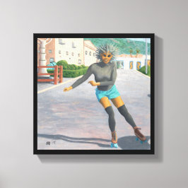 Kanvastrycket Alien Woman Roller Skating Fantasy Canvastryck