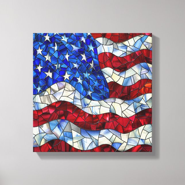 Kanvastrycket American Flagga Stached Glass Canvastryck (Framsida)