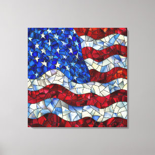Kanvastrycket American Flagga Stached Glass Canvastryck