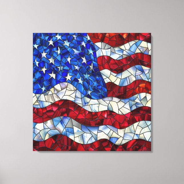 Kanvastrycket American Flagga Stached Glass Canvastryck (Framsida)