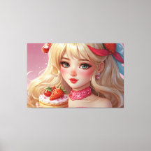 Kanvastrycket Anime Girl Stretched