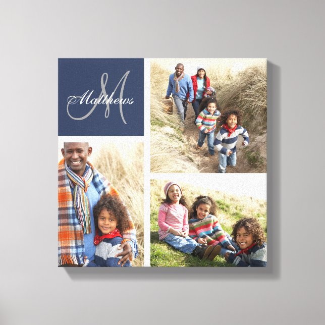 Kanvastrycket anpassningsbar Family Monogram Photo Canvastryck (Framsida)